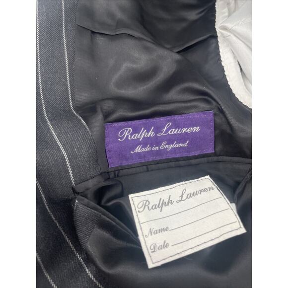 Ralph Lauren Purple Label 3 Piece Suit Black Wool Stripe 42L Jacket Vest 36 Pant - Picture 6 of 16